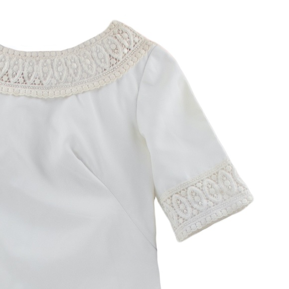 Vintage White Maxi Dress Straight Cut Lace Collar - Picture 2 of 3